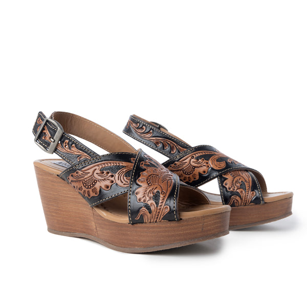 Flower Ridge Hand-Tooled Sandals - Myra USA