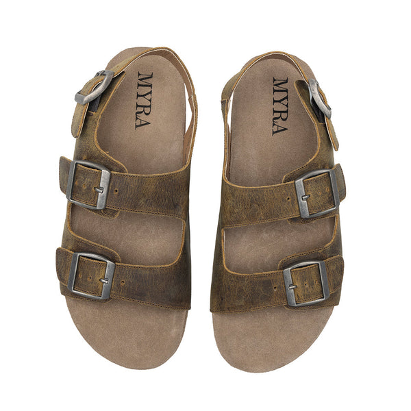 Mountain Path Leather Sandals In Suede - Myra USA