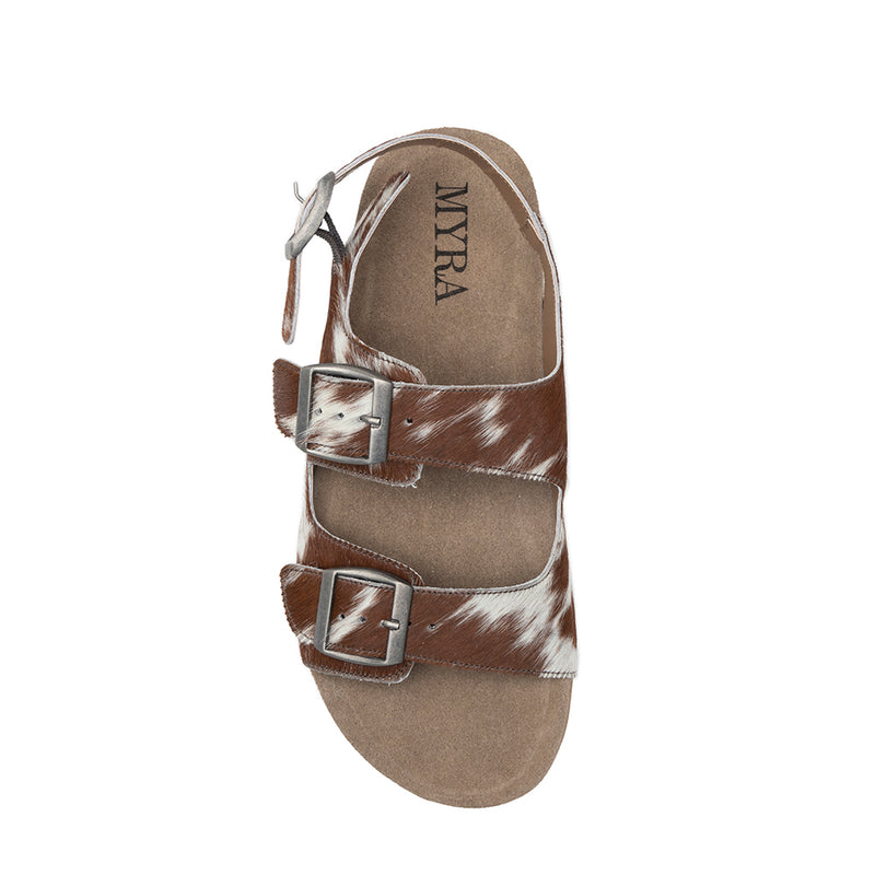 Mountain Path Leather Sandals In Brown & Light Hair-On Hide