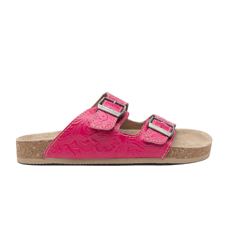 Vibrant Heart Embossed Leather Sandals