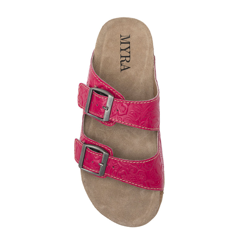 Vibrant Heart Embossed Leather Sandals