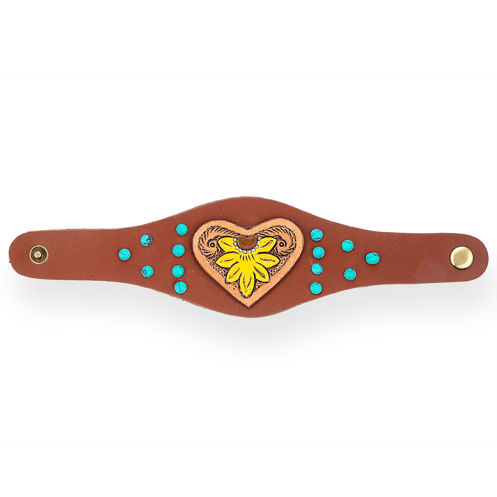 Evening's Bloom Leather Cuff Bracelet - Myra USA