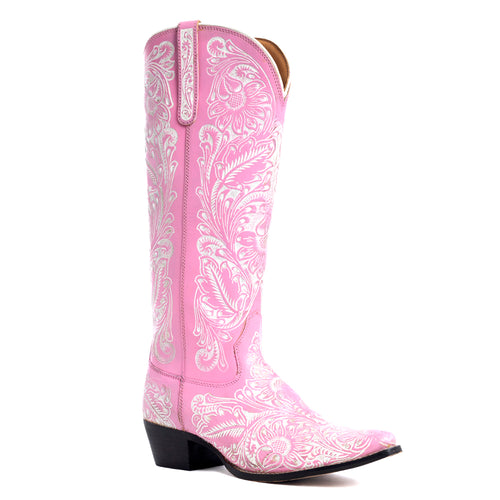 Valentina Trail Hand-tooled Boots in Pink - Myra USA