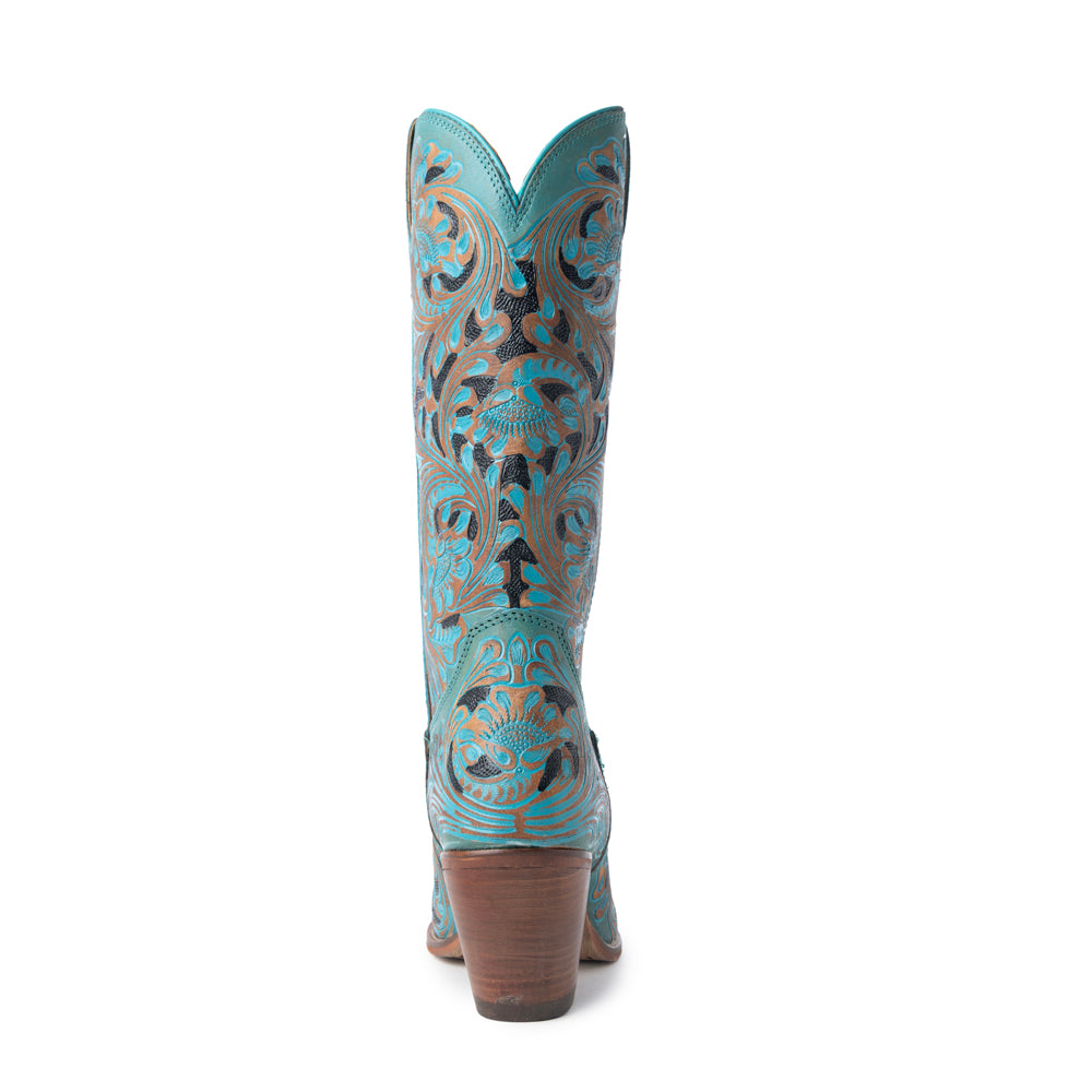Myra Kasiopeah Cowgirl Leather Boots - Turquoise Western Boots for Women with Pointed Toe Heel - Myra USA