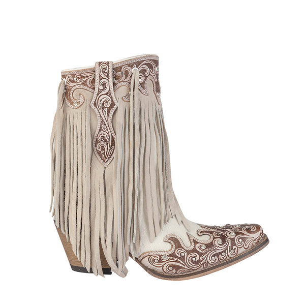 Hannah Canyon Fringed Hand-tooled Boots - Myra USA
