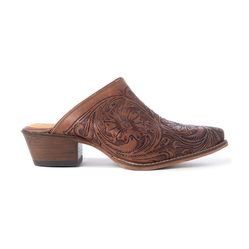 Valeria Hand-tooled Mules - Myra USA