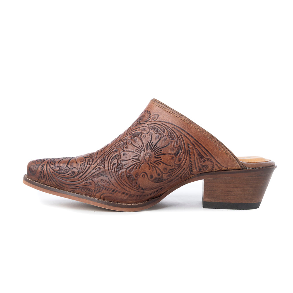 Valeria Hand-tooled Mules