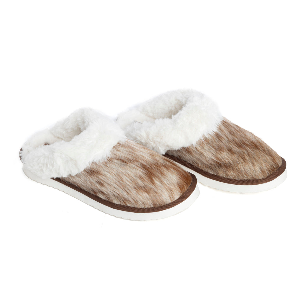 Myra Alamosa Tan Fur-Lined Hairon Leather Slippers for Women Winter Indoor Comfort, Soft Sole, Western Style - Myra USA