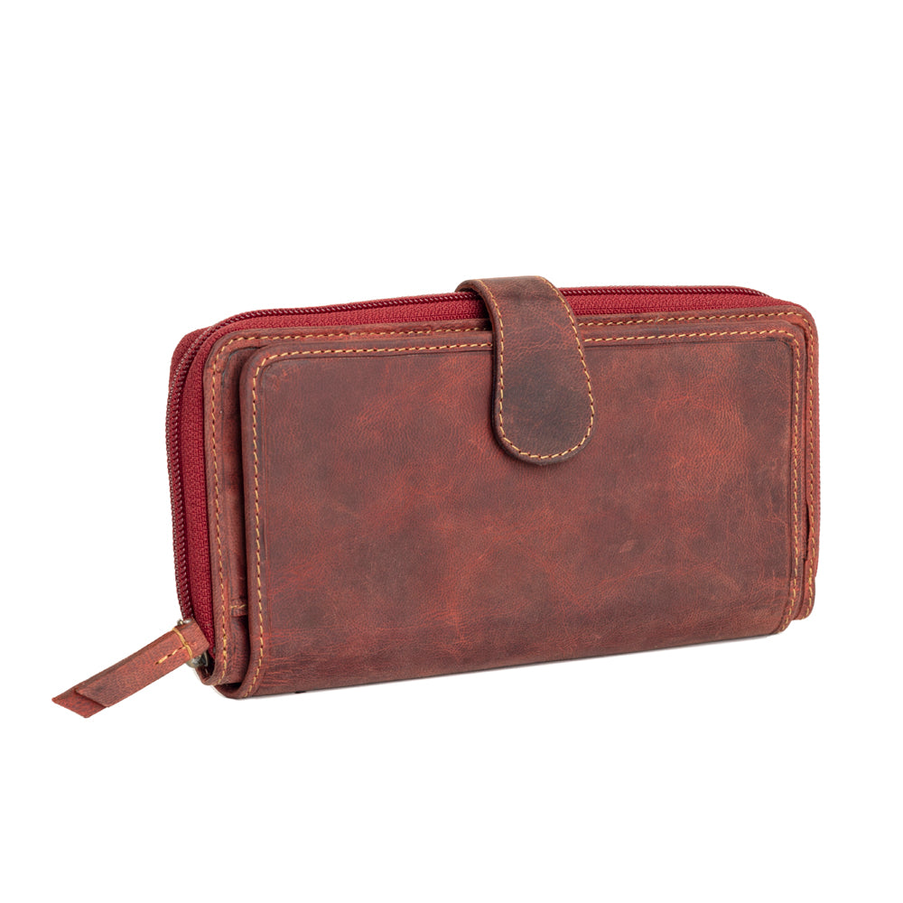 Western Fork Deluxe Wallet in Red Russet - Myra USA