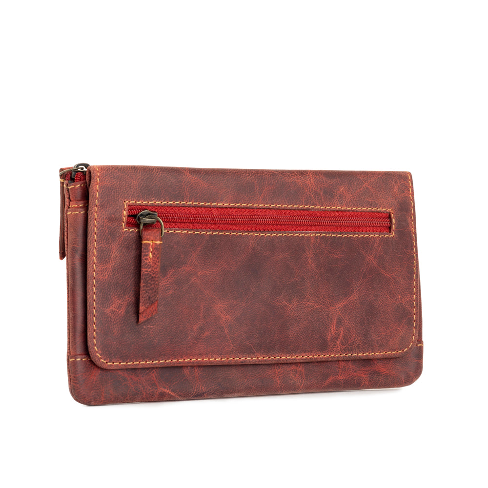 Western Fork Wallet in Red Russet - Myra USA