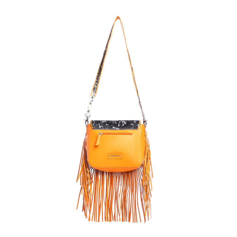Oro Valley Leather & Hairon Bag in Blazing Orange - Myra USA