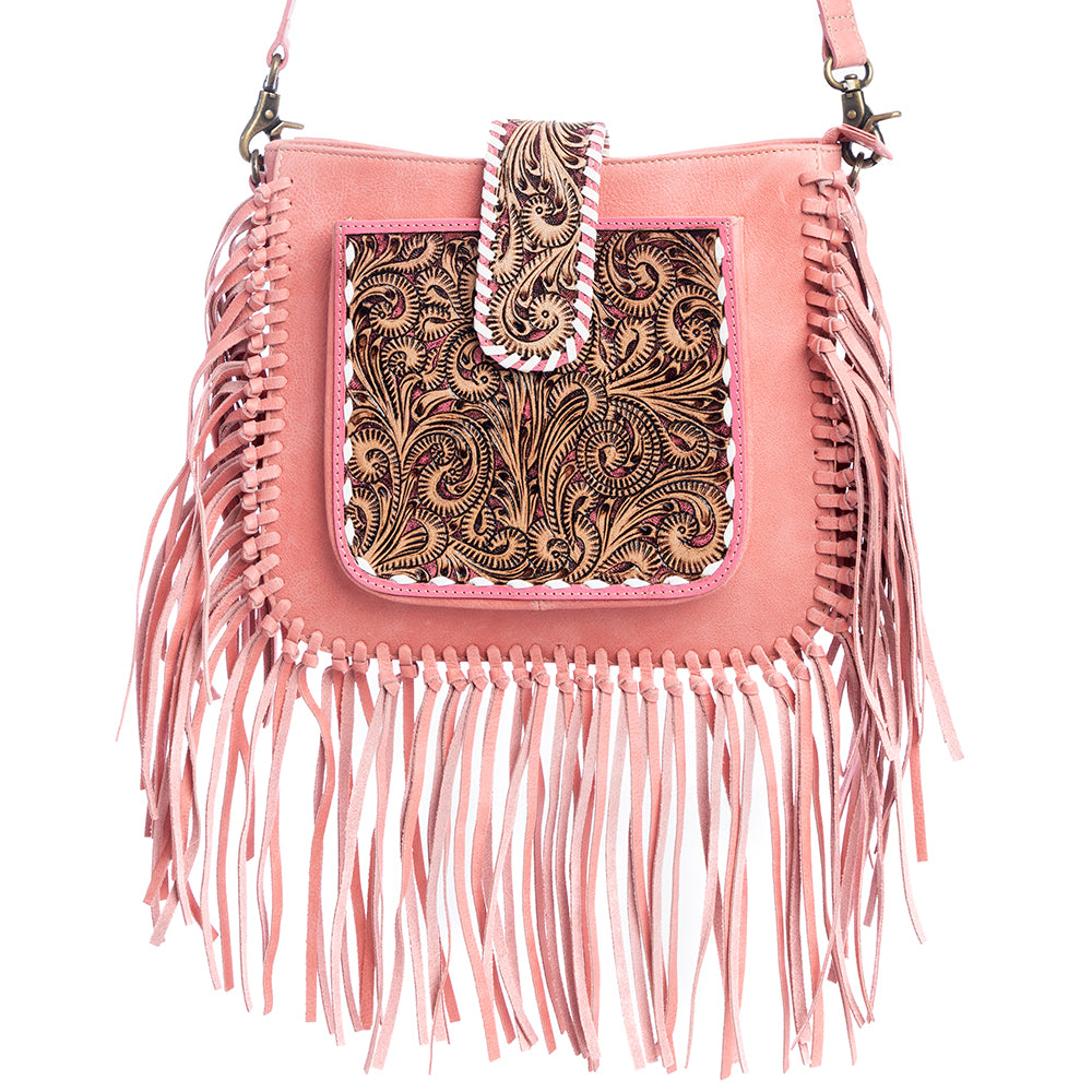 Oro Valley Hand-Tooled Bag in Pink - Myra USA