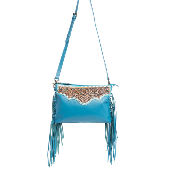 Chaparral Ridge Hand-Tooled Bag In River Blue - Myra USA