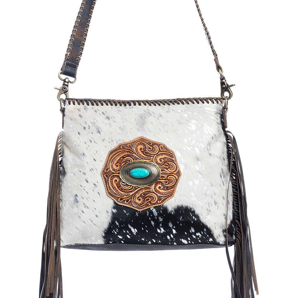 Valley Brook Hand-Tooled Bag In Coal - Myra USA