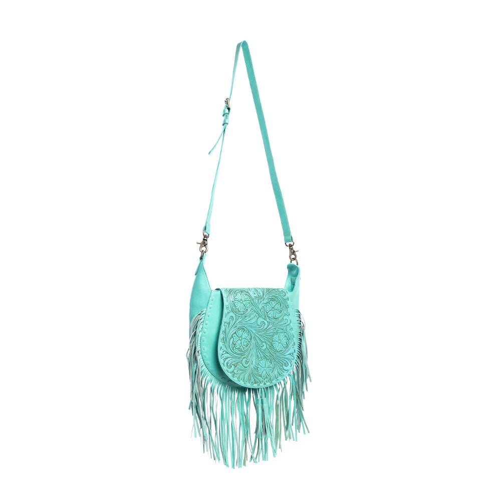 Moonwood Hand-Tooled Bag in Turquoise - Myra USA
