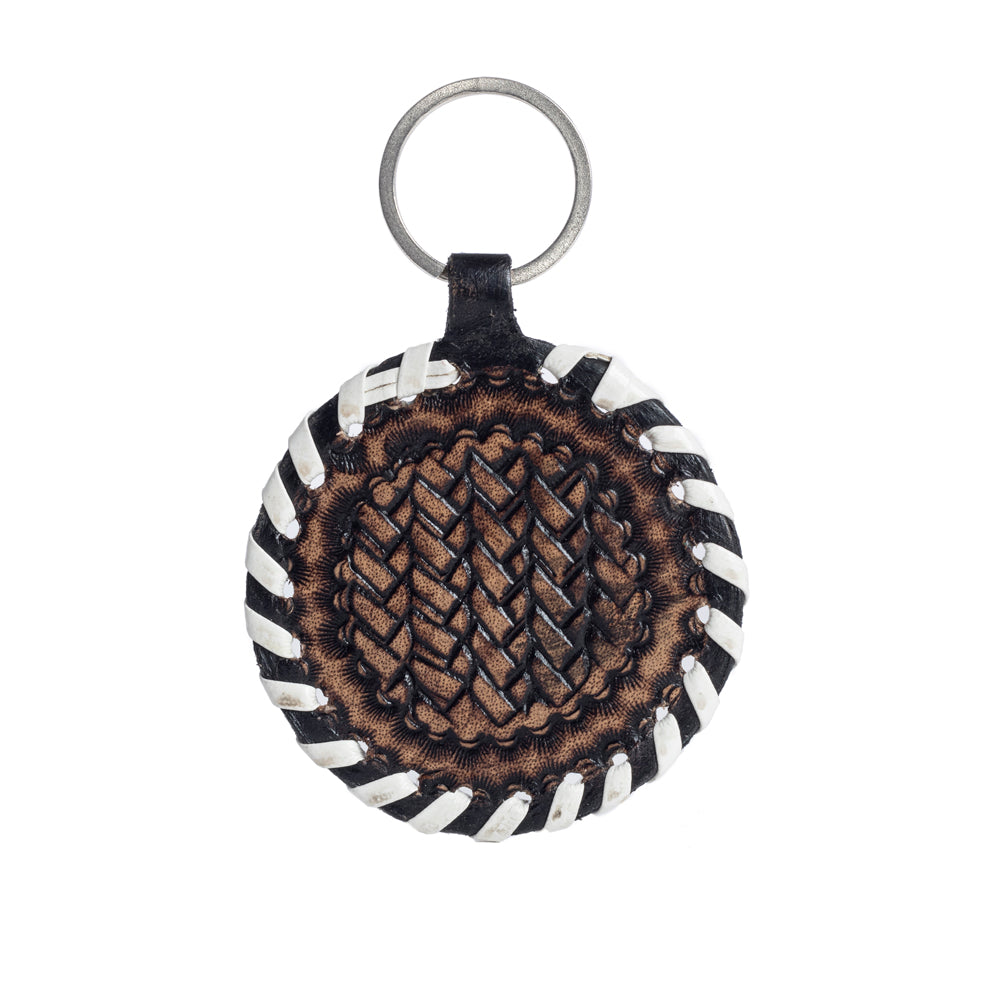 Protector Charm Leather Key Fob in Coal - Myra USA