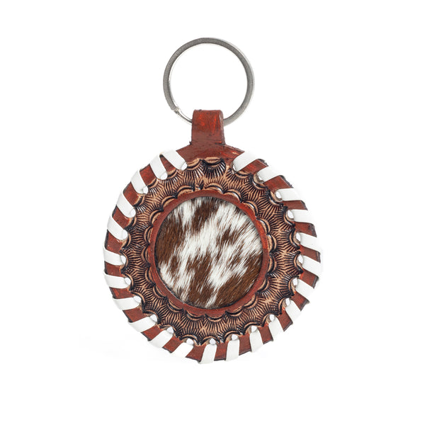 Protector Charm Leather Key Fob in Red Russett - Myra USA