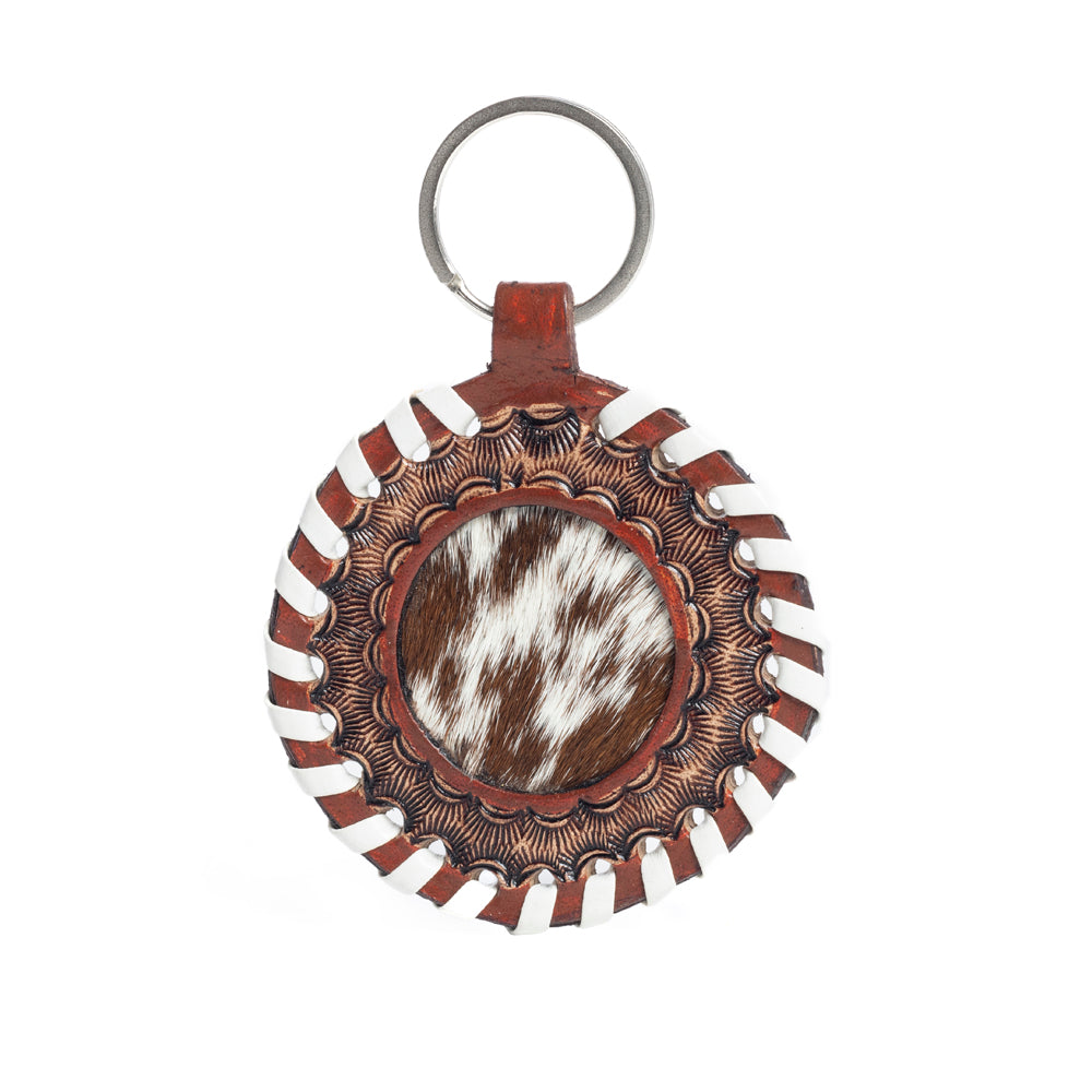 Protector Charm Leather Key Fob in Red Russett - Myra USA