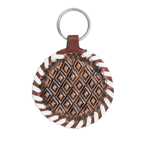 Protector Charm Leather Key Fob in Red Russett - Myra USA