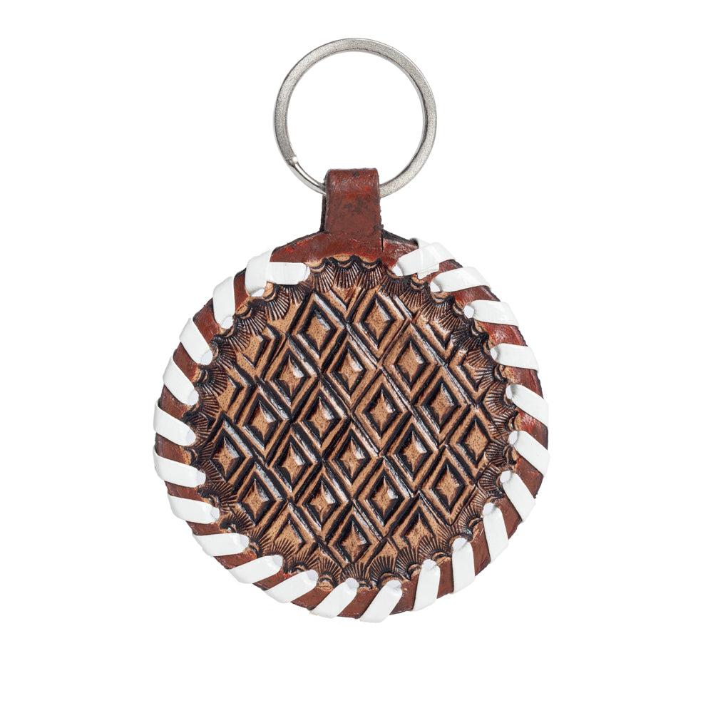 Protector Charm Leather Key Fob in Red Russett - Myra USA