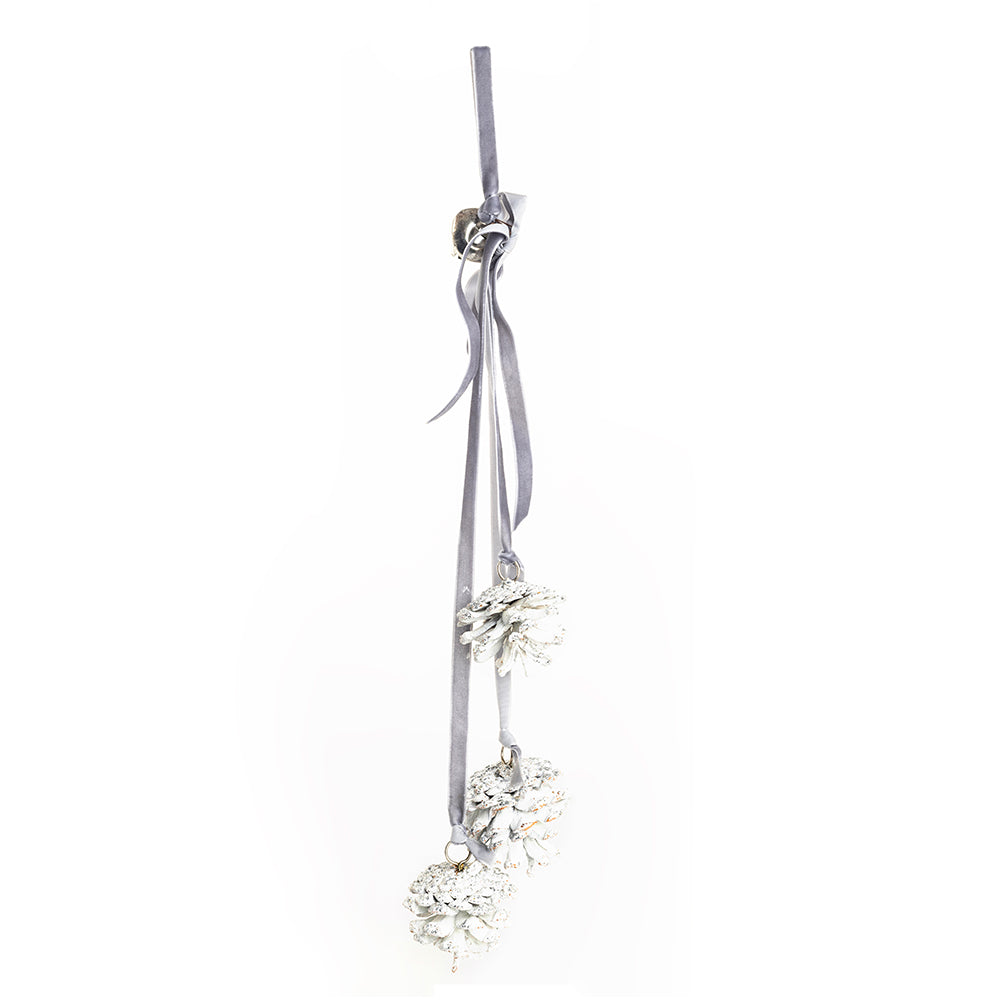 Silver & Frost Pine Cones Ornament - Myra USA