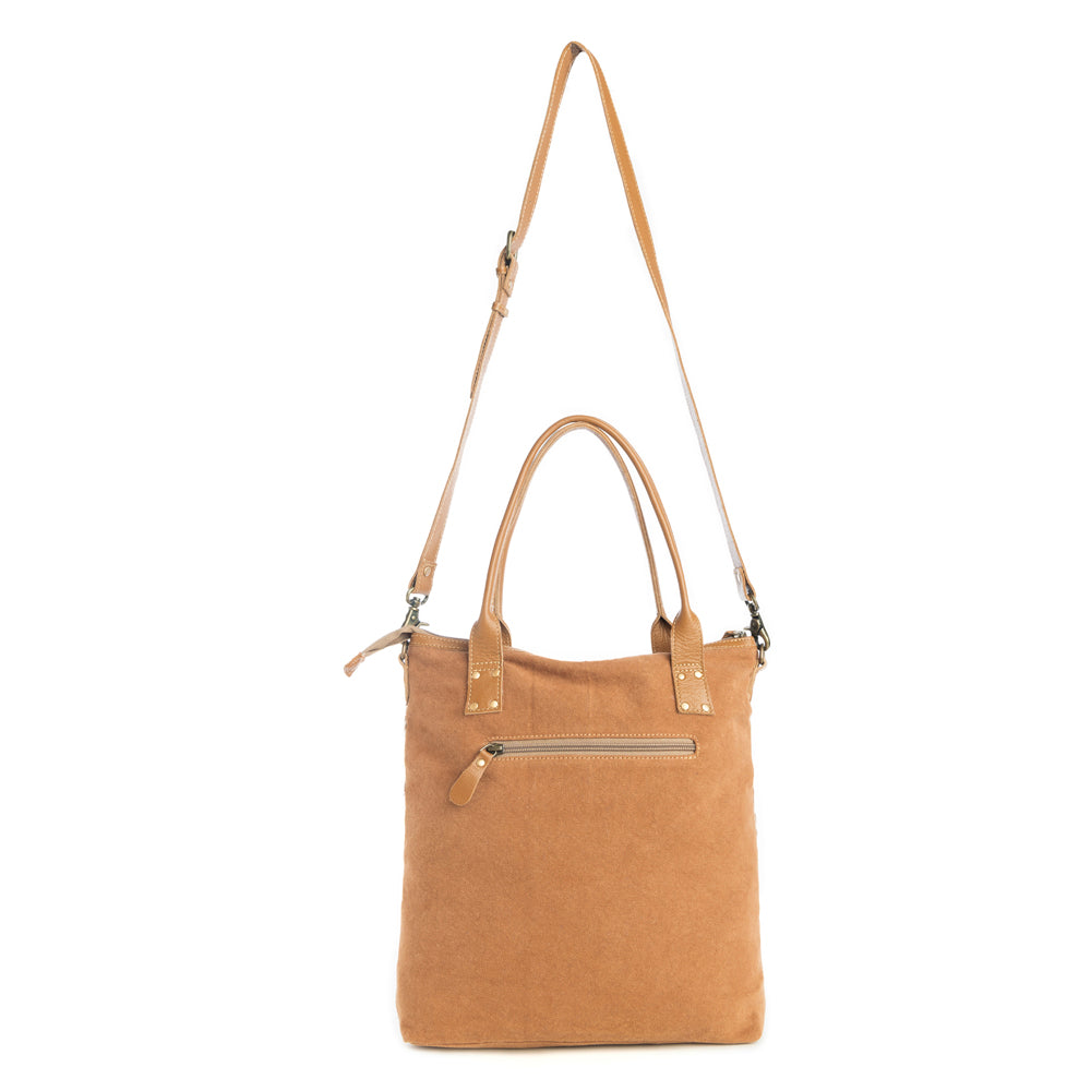 Mesa Maverick Tote Bag in Brown & White - Myra USA