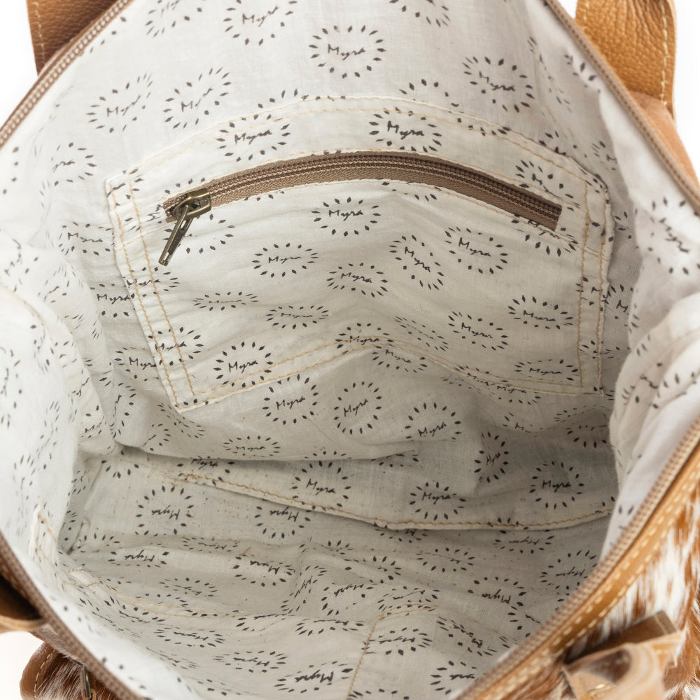 Mesa Maverick Tote Bag in Brown & White - Myra USA