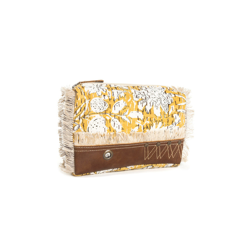 Golden Prairie Leaf Clutch Pouch