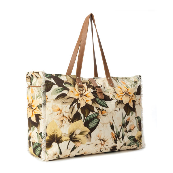 Lovely Florals Weekender Bag In Off White - Myra USA