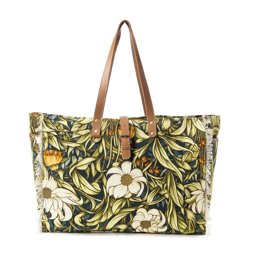 Lovely Florals Weekender Bag In Dark Green