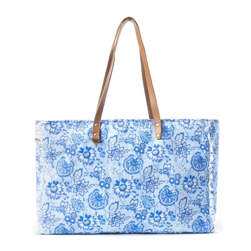 Delft Garden Weekender Bag In Blue