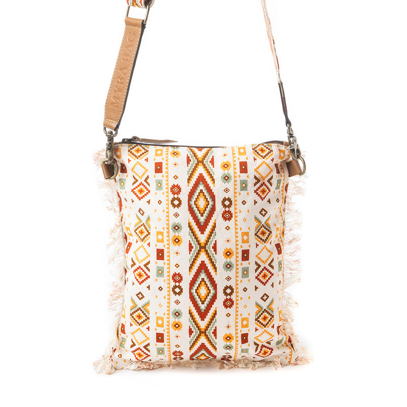 Beautiful Tapestry Crossbody Bag In Off White