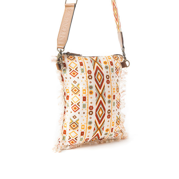 Beautiful Tapestry Crossbody Bag In Off White