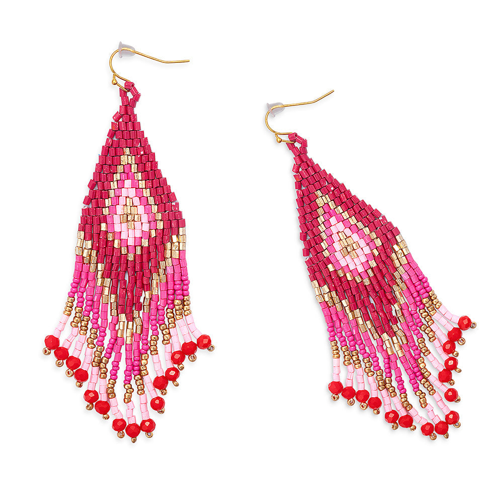 Lifesong Beaded Earrings in Scarlet - Myra USA