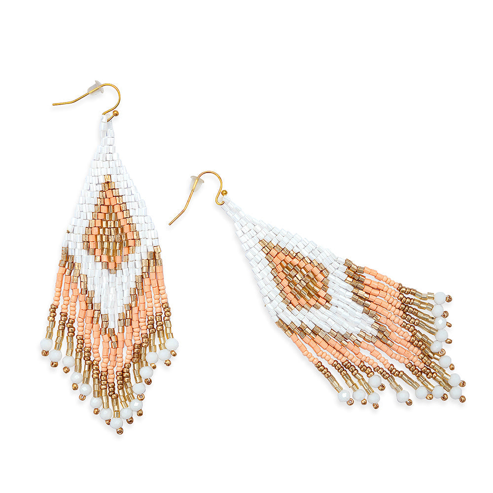 Lifesong Beaded Earrings in White - Myra USA
