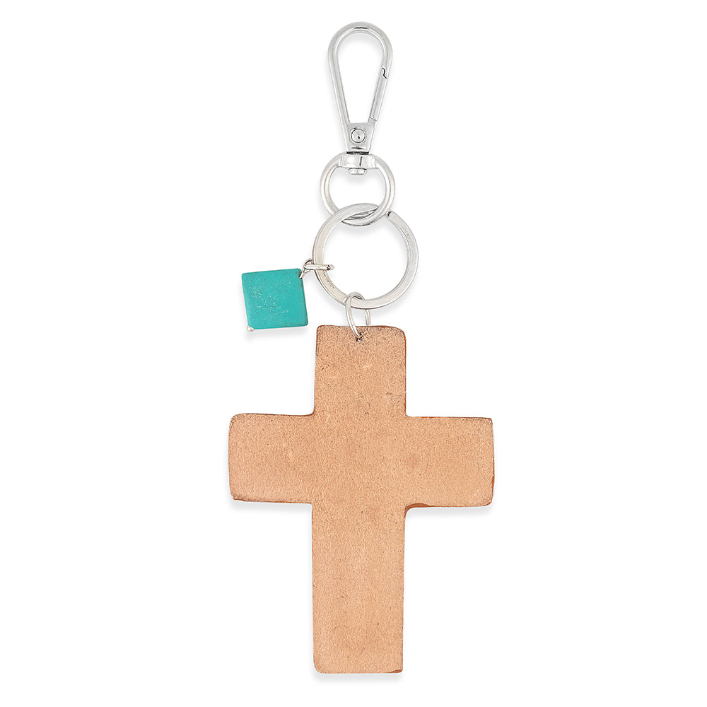 Turquoise Bloom Cross Key Fob - Myra USA