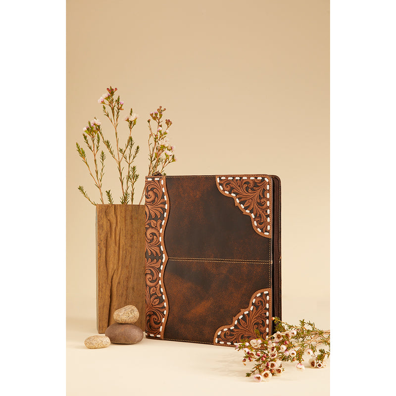 Quill & Scroll Leather Binder