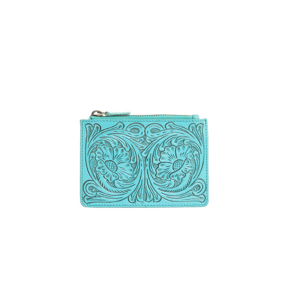 Bloom on the Range Credit Card Wallet in Turquoise