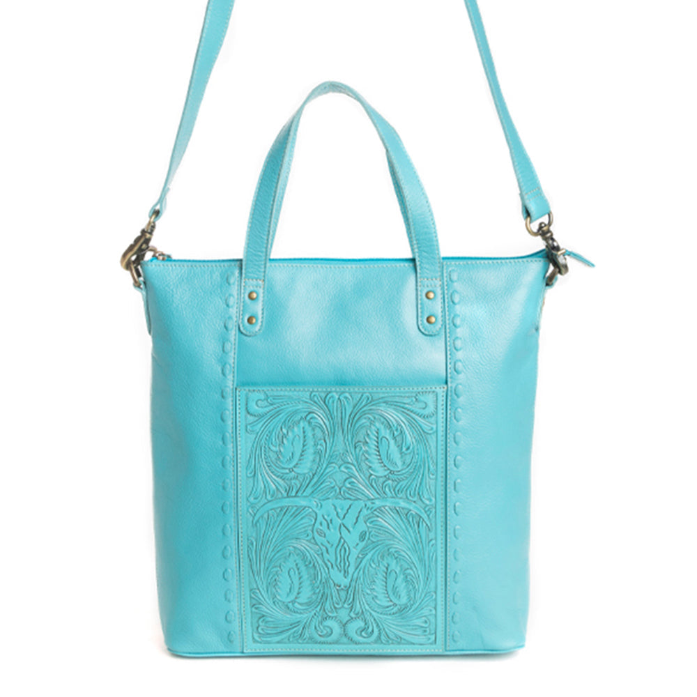 KuSan New Zealand Wool Satchel Handbag 2024 Turquoise Flower Detail New with Tags