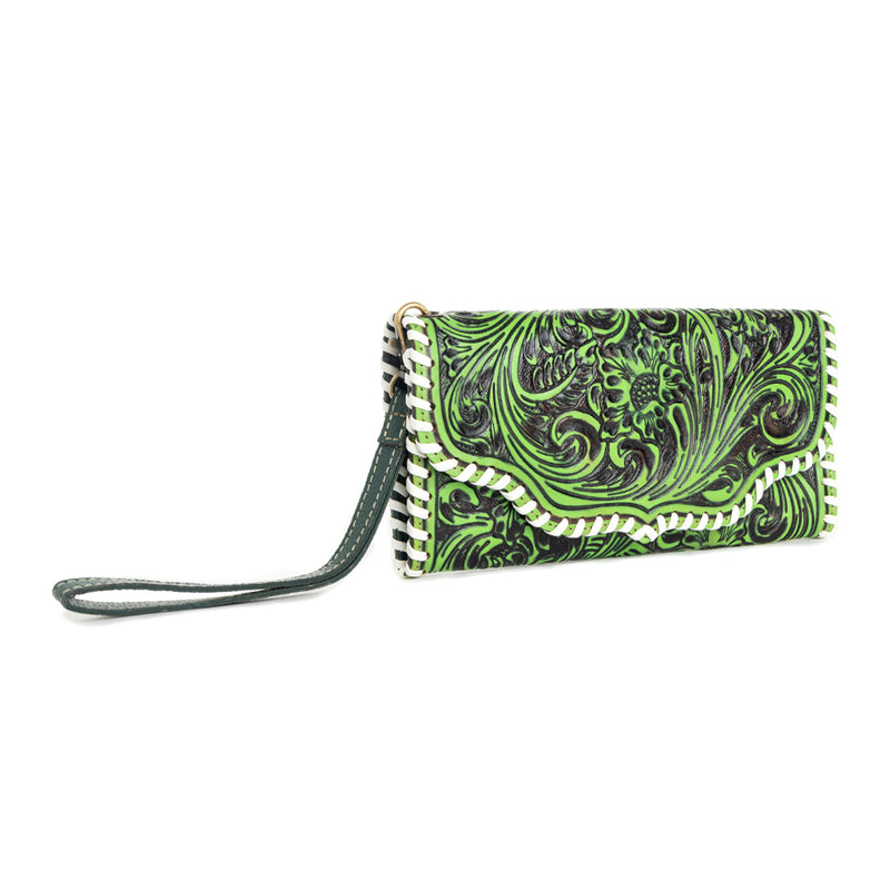 Desert Roses Wallet in Crimson In Green