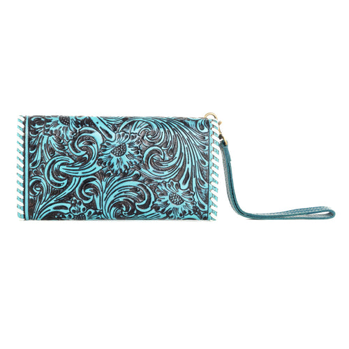 Desert Roses Wallet in Crimson In Blue - Myra USA