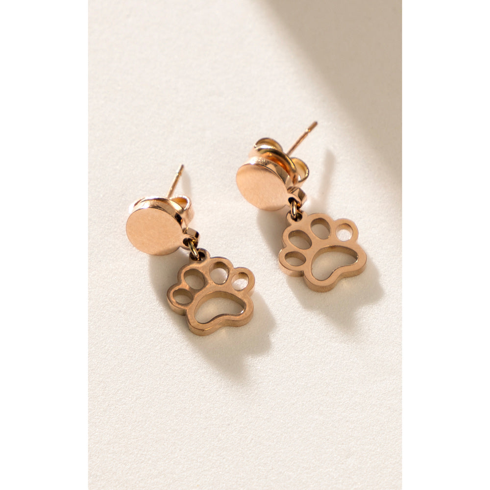 Amore d'Janet Paw Print Earrings In Peach - Myra USA