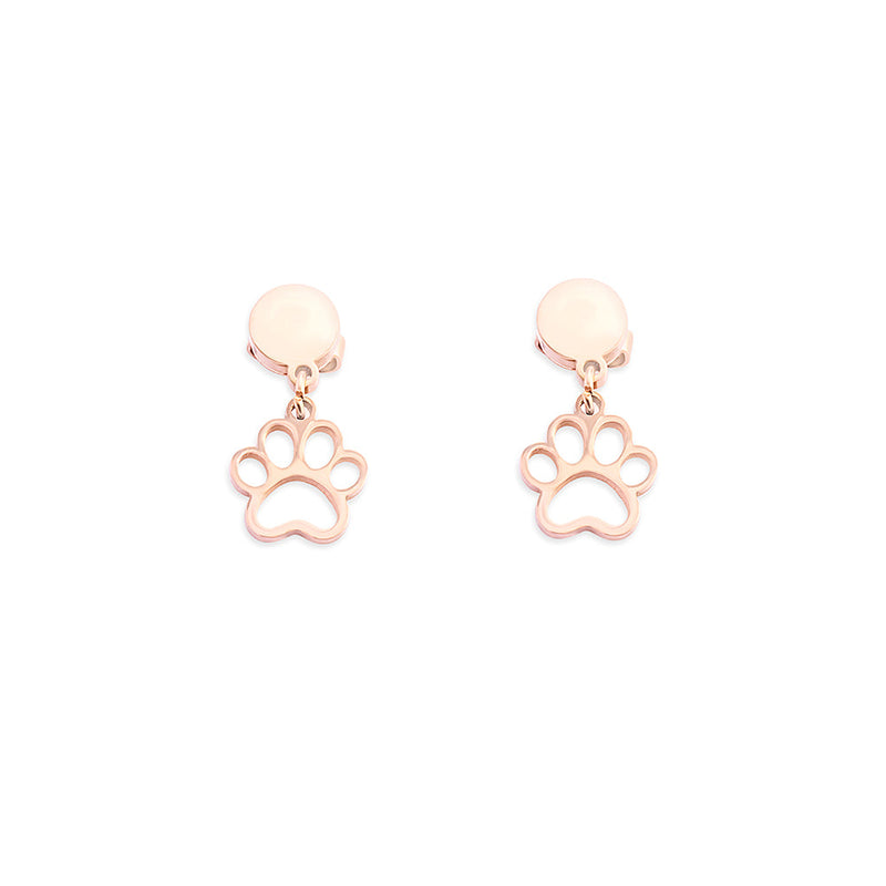 Amore d'Janet Paw Print Earrings In Peach