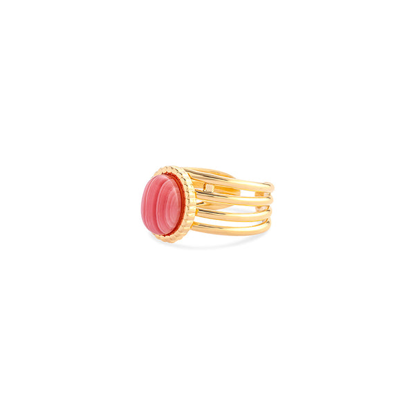 Eight Band Ring In Golden and Red - Myra USA
