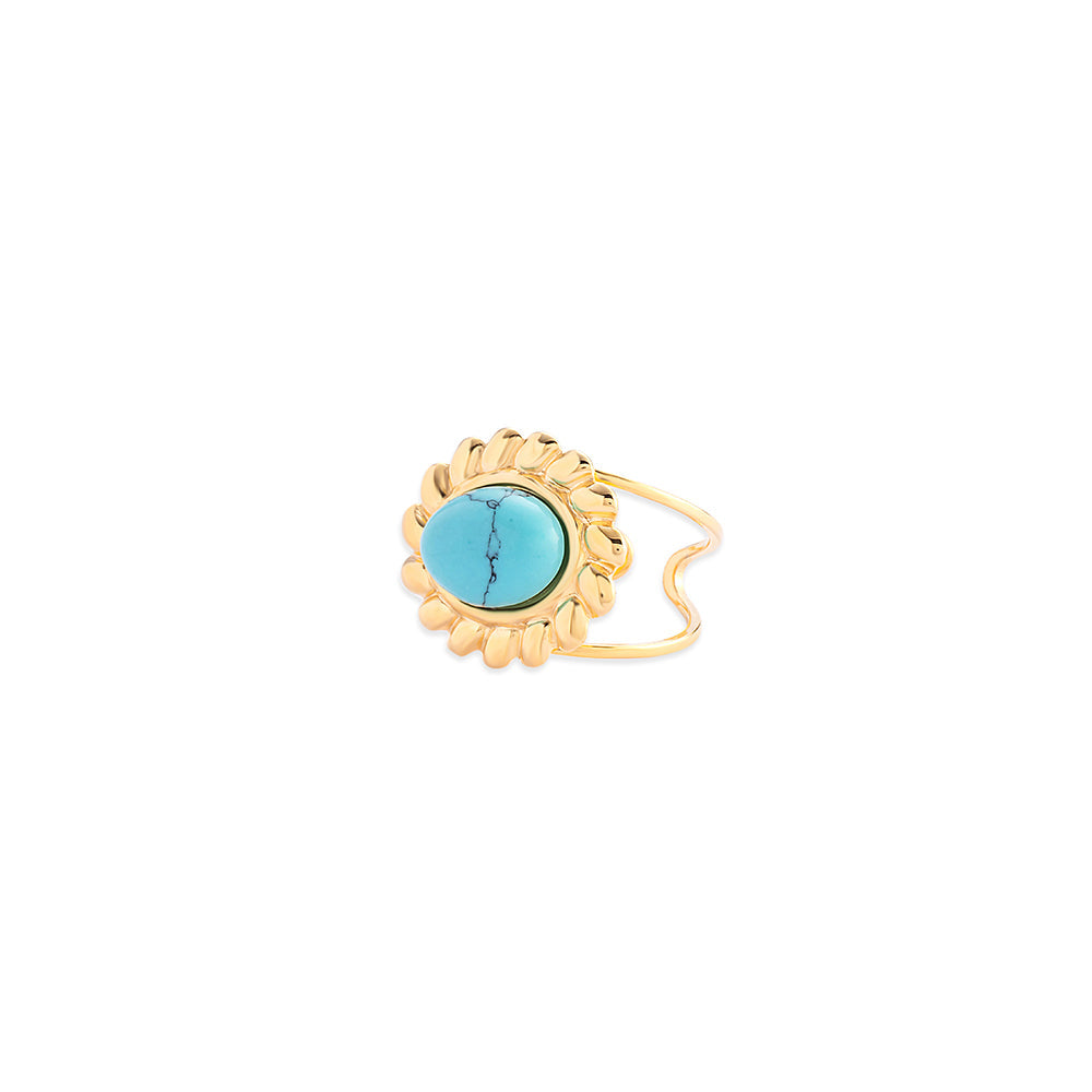 Marissa's Charm Ring In Golden and Turquoise - Myra USA
