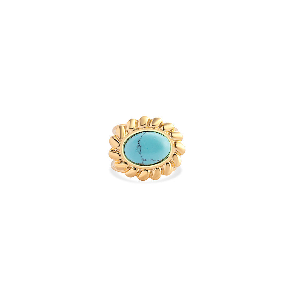 Marissa's Charm Ring In Golden and Turquoise - Myra USA