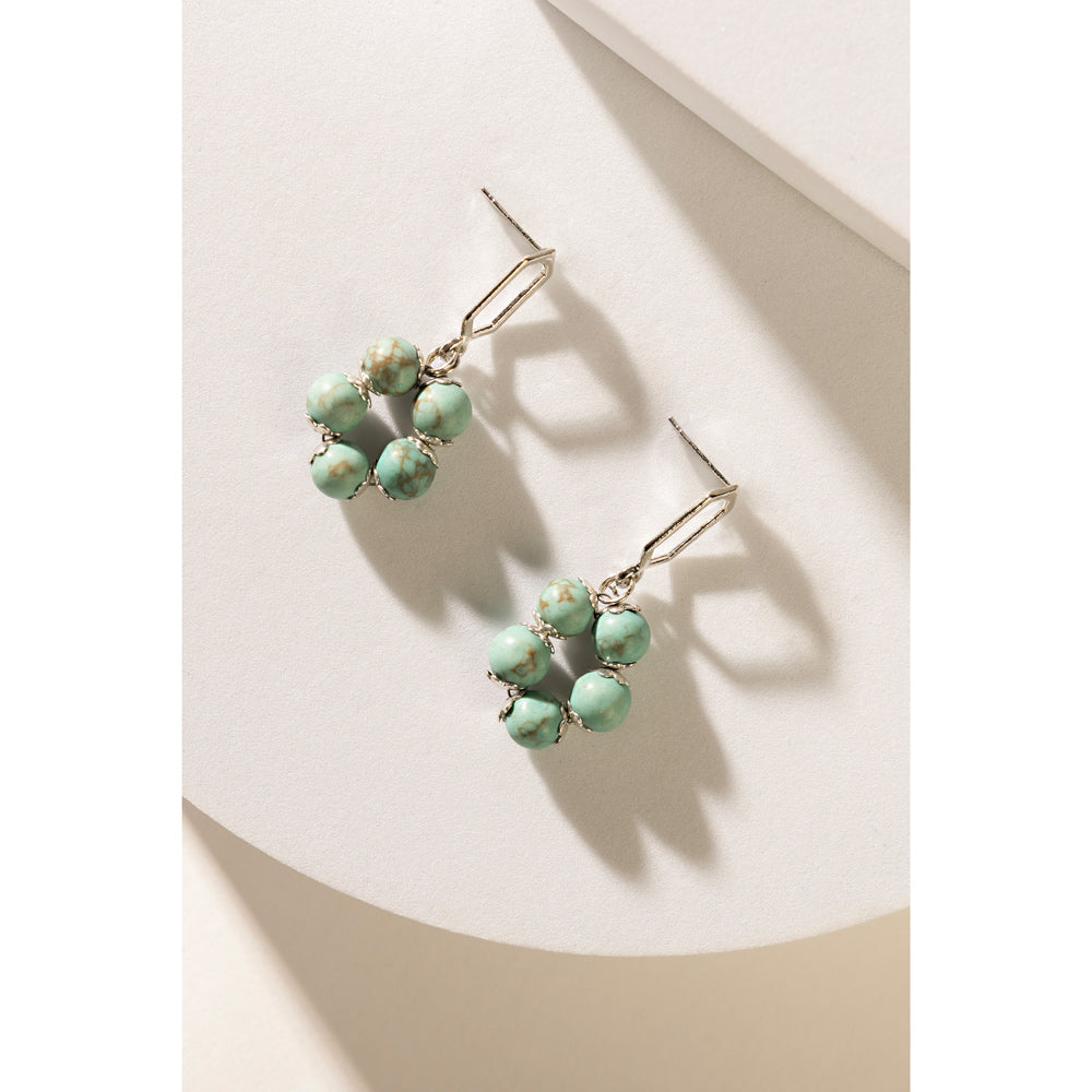 Five Petals Earrings  In Sea Green