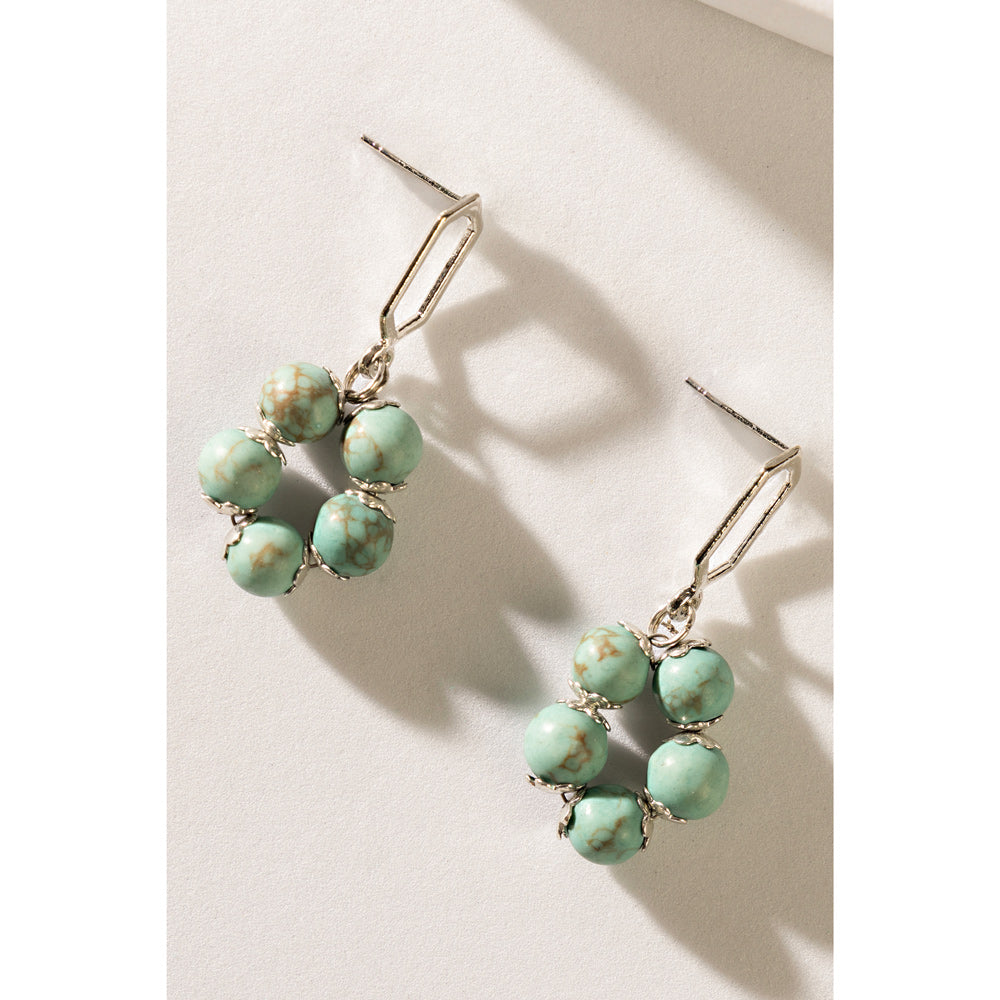 Five Petals Earrings  In Sea Green