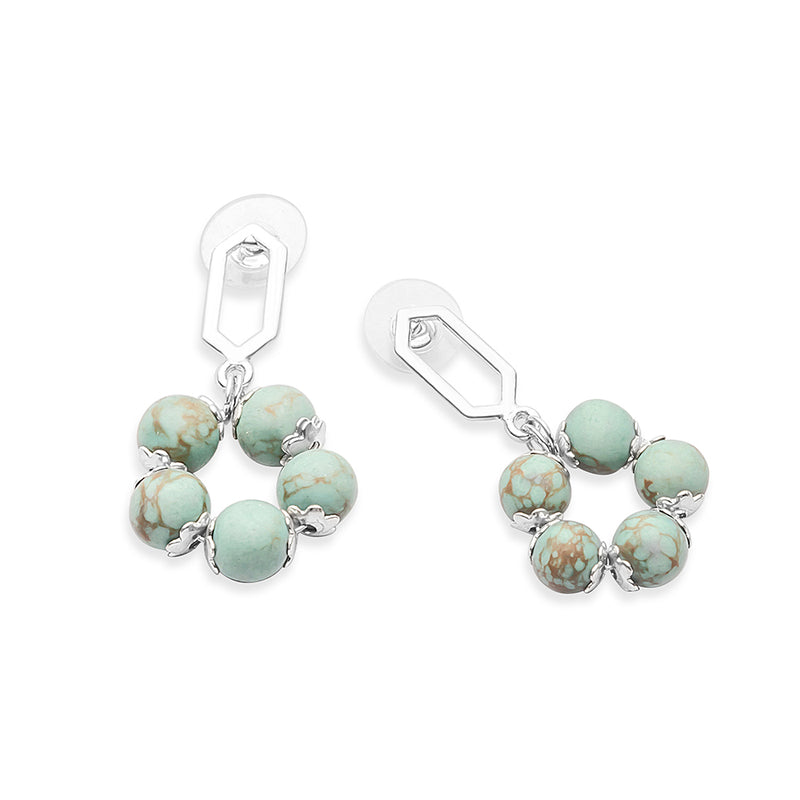 Five Petals Earrings  In Sea Green