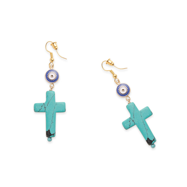 Turquoise Cross Earrings